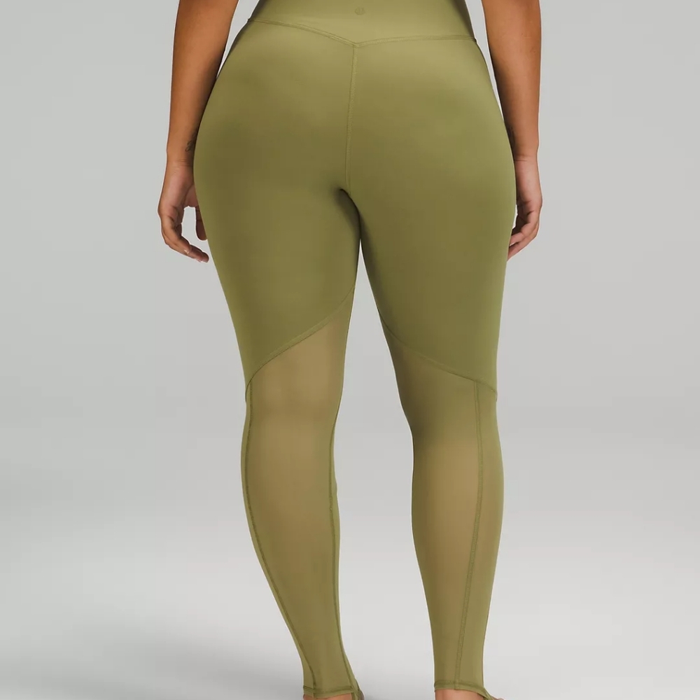 NWT Lululemon Nulu & Crisscross Mesh Stirrup tights Bronze Green 12 - Picture 3 of 11